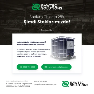 Sodium Chlorite 25% (Sodyum Klorit) Şimdi Stoklarımızda!